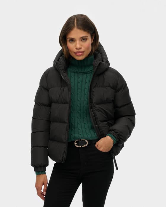 Chaqueta con capucha Superdry Sports Puffer negro mujer