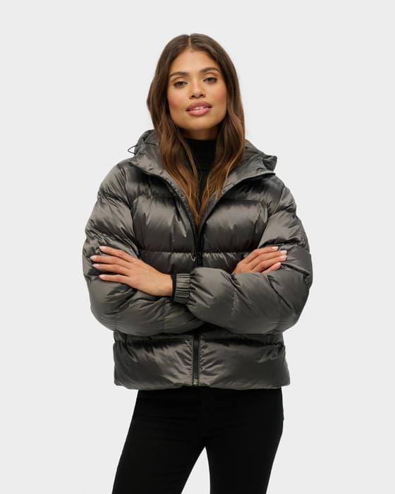 Chaqueta con capucha Superdry Luxe Sports negro brillante mujer