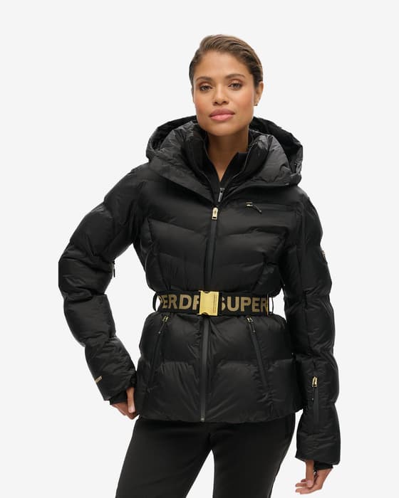 Giacca con cappuccio Superdry Ski Luxe Puffer nero puro donna