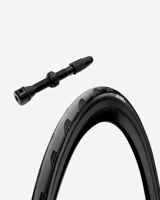 Pack cubierta de carretera Continental Grand Prix 5000 plegable + Válvula Tubeless SpeedSix 60 mm 1 agujero