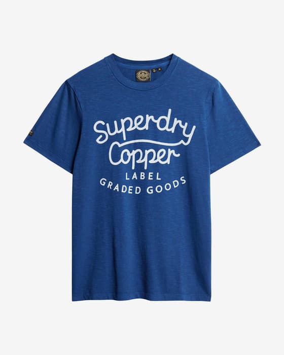 Camiseta Superdry Copper Label Script manga corta azul