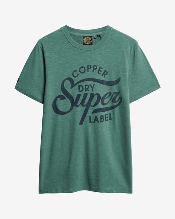Camiseta Superdry Copper Label Script manga corta verde oscuro