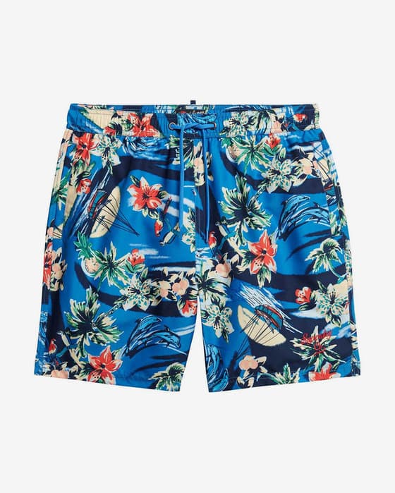 Bañador Superdry Hawaiian Print 17 Inch azul verde rojo