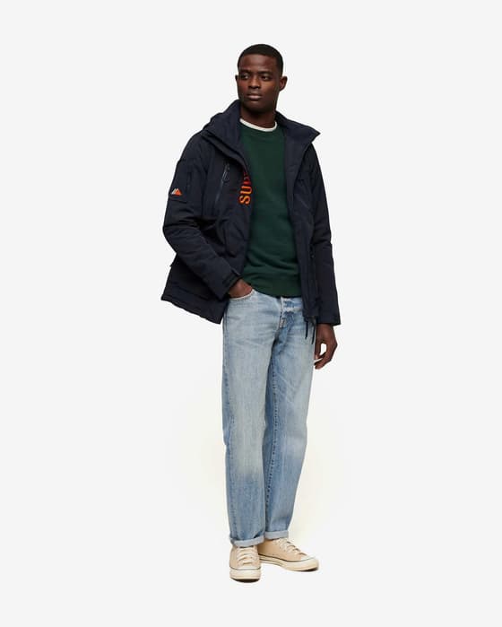 Chaqueta con capucha Superdry Ultimate Windbreaker azul marino naranja