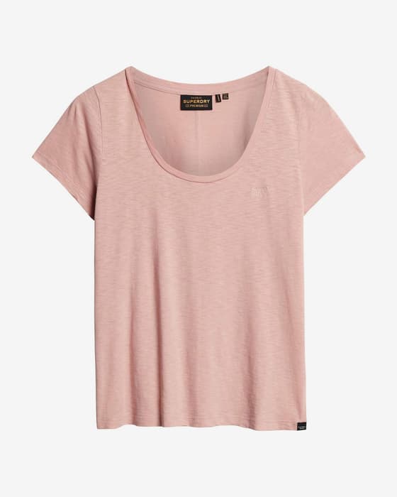 Camiseta Superdry Scoop Neck manga corta rosa claro mujer