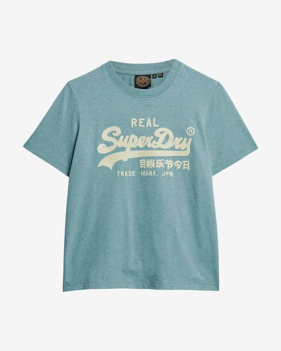 Camiseta Superdry Embroidered Vintage Logo manga corta azul claro mujer