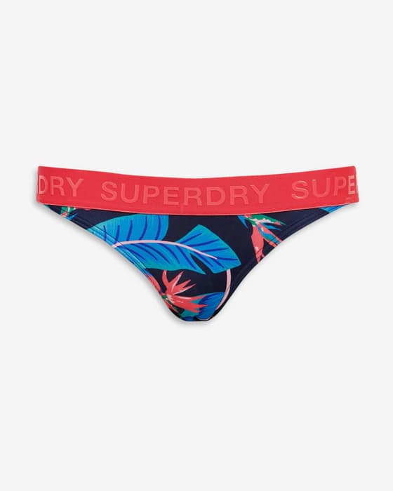 Cueca biquíni Superdry Logo Classic azul marinho rosa mulher