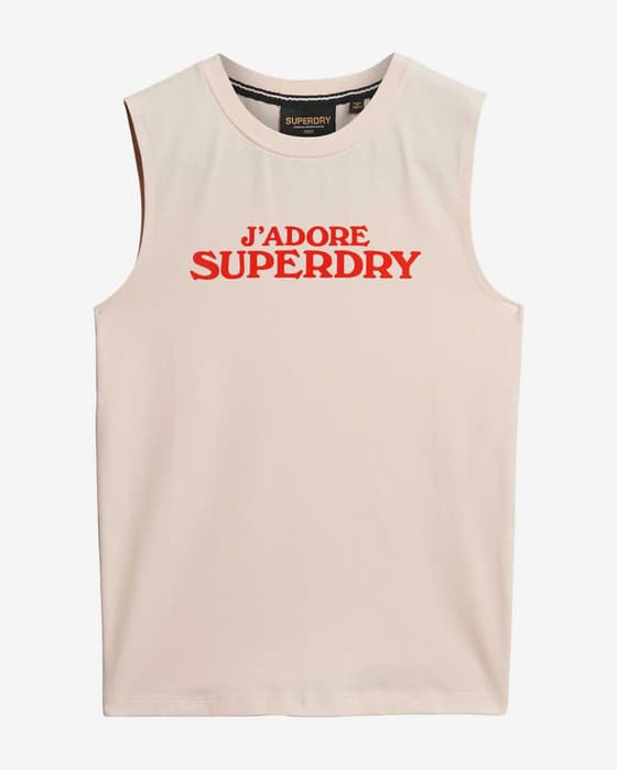Camiseta Superdry Sport Luxe Graphic tirantes rosa claro rojo mujer