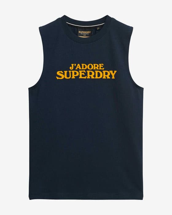 Camiseta Superdry Sport Luxe Graphic tirantes azul amarillo mujer