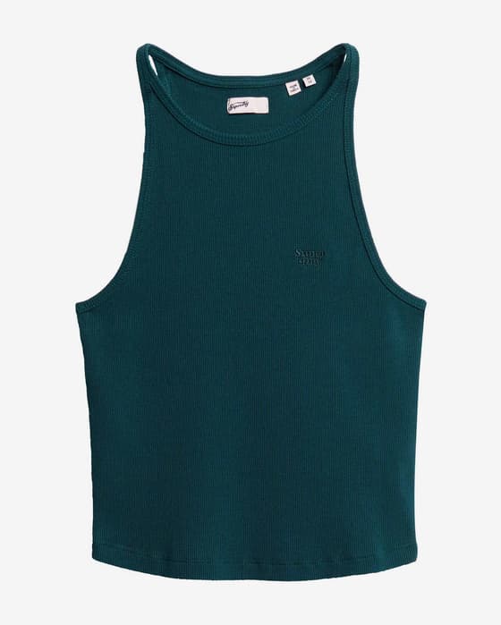 Camiseta Superdry Essential Logo Racer tirantes verde oscuro mujer