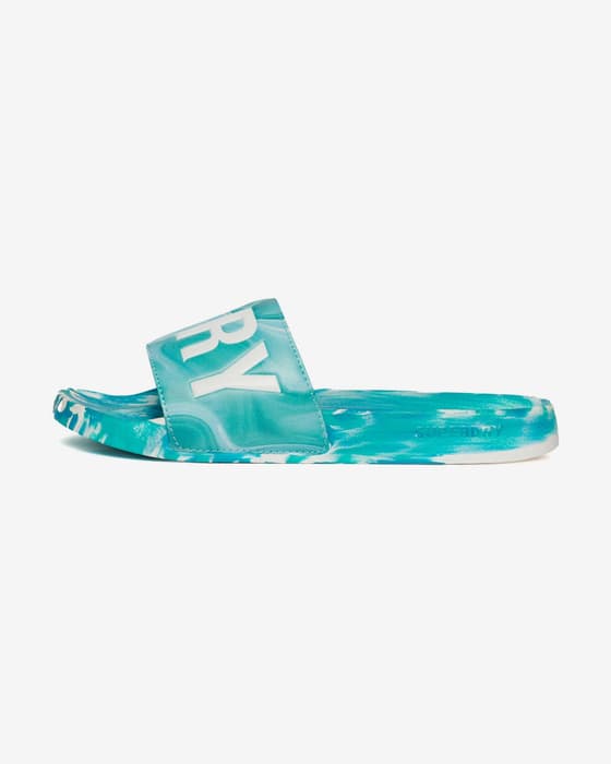 Chanclas Superdry Marble Vegan Pool azul turquesa blanco mujer