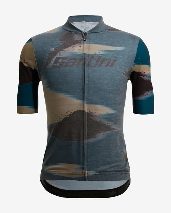 Maillot Santini Watt manches courtes marron foncé bleu - Coupe Slim