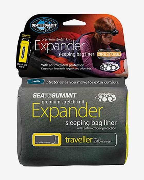Forro para saco de dormir Sea to Summit Expander Liner Traveller con inserto de cojín azul marino