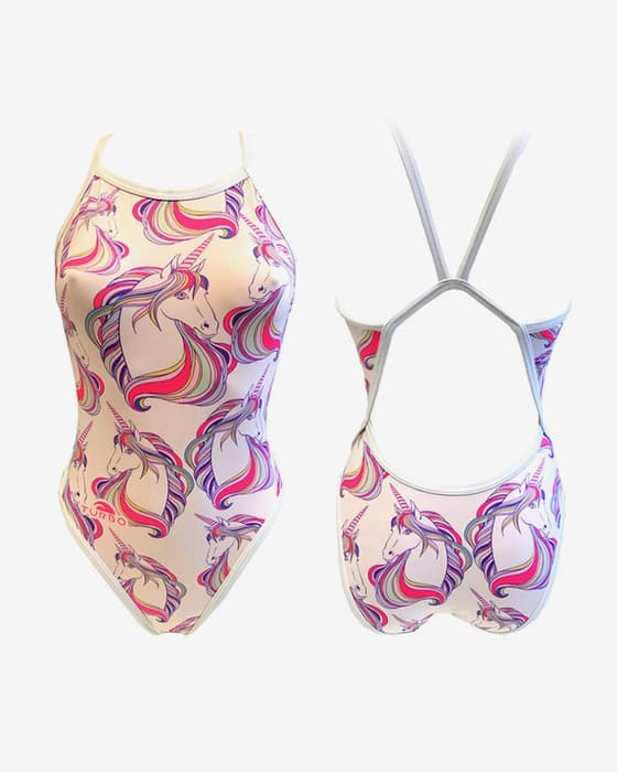 Maillot de bain Turbo Unicorn Star Revolution bretelles fines blanc femme