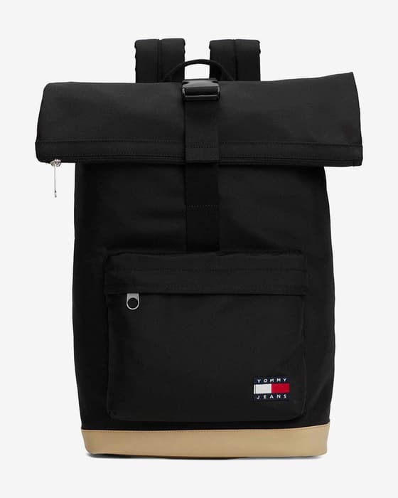 Mochila Tommy Jeans Essentials Daily Rolltop negro beige
