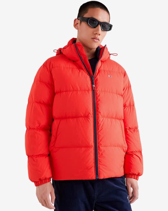 Chaqueta con capucha Tommy Jeans Essential Nebraska rojo