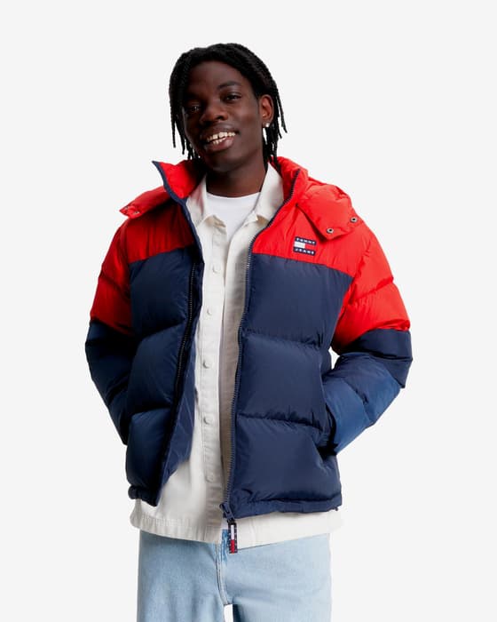 Chaqueta con capucha Tommy Jeans Hero Alaska ColorBlock azul marino rojo