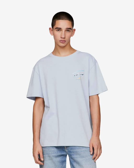 Camiseta Tommy Jeans Metallic Logo manga corta azul claro