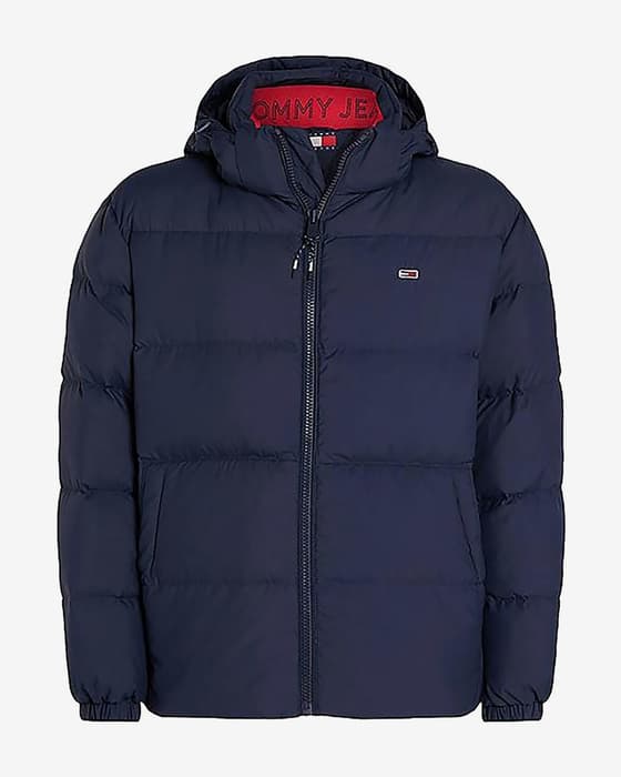 Chaqueta con capucha Tommy Jeans Essential Down azul marino