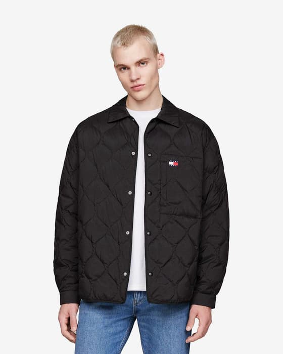 Chaqueta Tommy Jeans Quilted Shacket negro puro