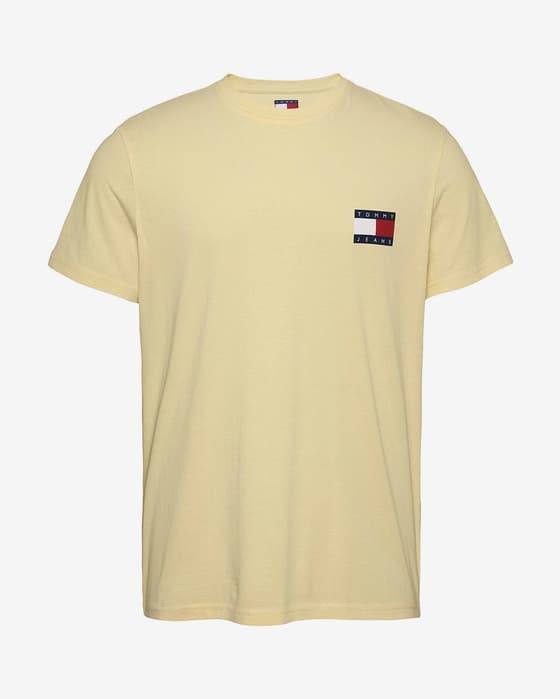 T-shirt Tommy Jeans Slim Essential Flag manches courtes jaune