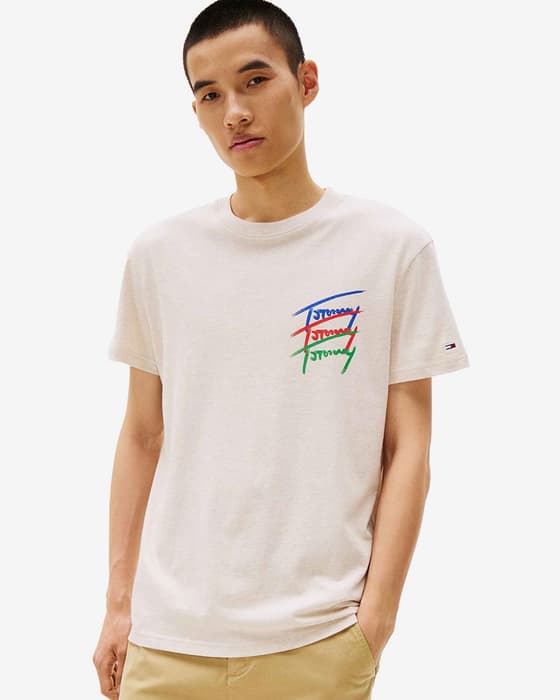 Camiseta Tommy Jeans Regular Twisted Signature manga corta blanco azul rojo