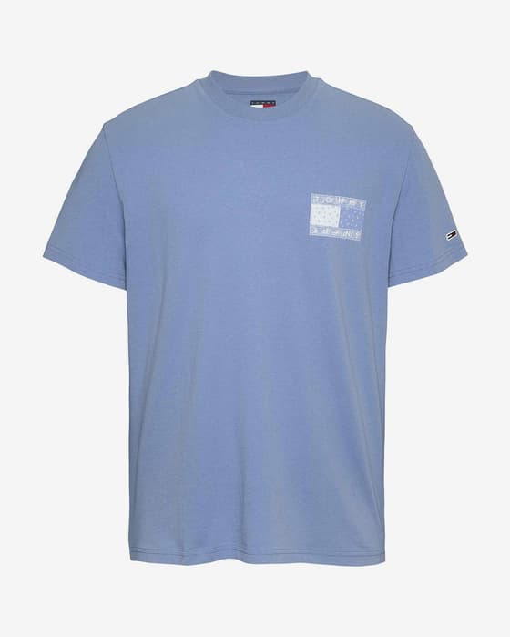 Camiseta Tommy Jeans Regular Paisley Flag manga corta azul blanco