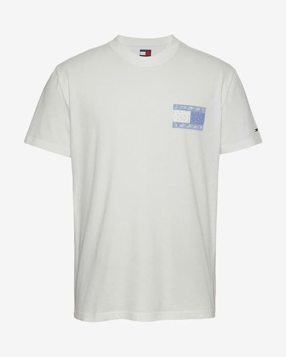 Camiseta Tommy Jeans Regular Paisley Flag manga corta blanco azul
