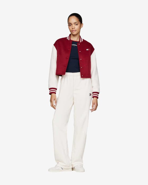 Pantalón largo Tommy Jeans Topstitch Badge blanco puro mujer