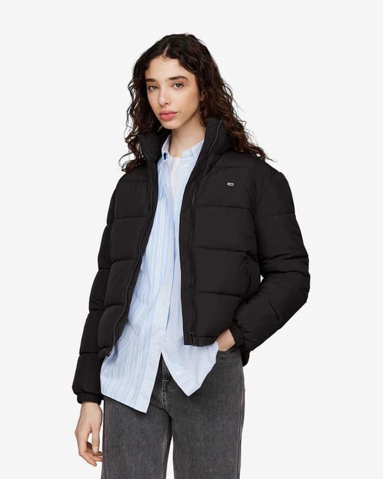 Chaqueta Tommy Jeans Essential Puffer negro puro mujer