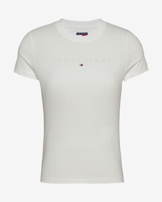 T-shirt Tommy Jeans Slim Tonal Linear manches courtes blanc pur femme