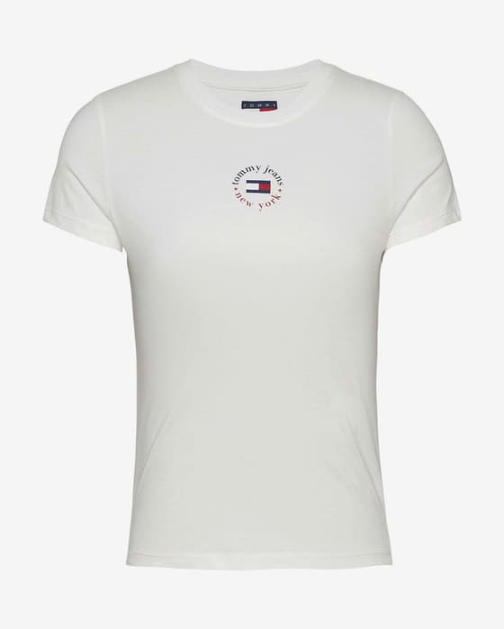 T-shirt Tommy Jeans Slim Essential Logo 2 manches courtes blanc pur femme