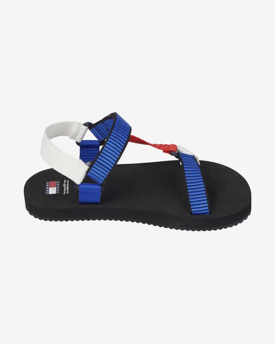 Sandalias Tommy Jeans Stripes negro azul rojo