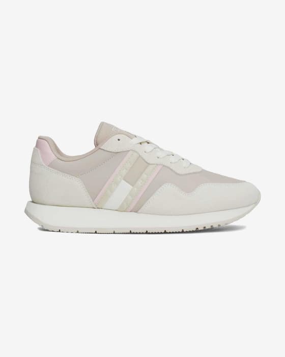 Zapatillas Tommy Jeans Essentials Suede beige blanco mujer