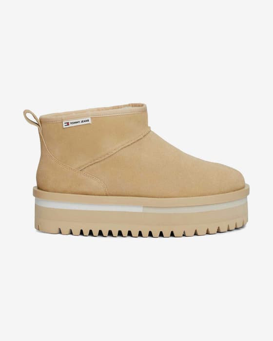 Botas Tommy Jeans Suede Flatform beige mujer