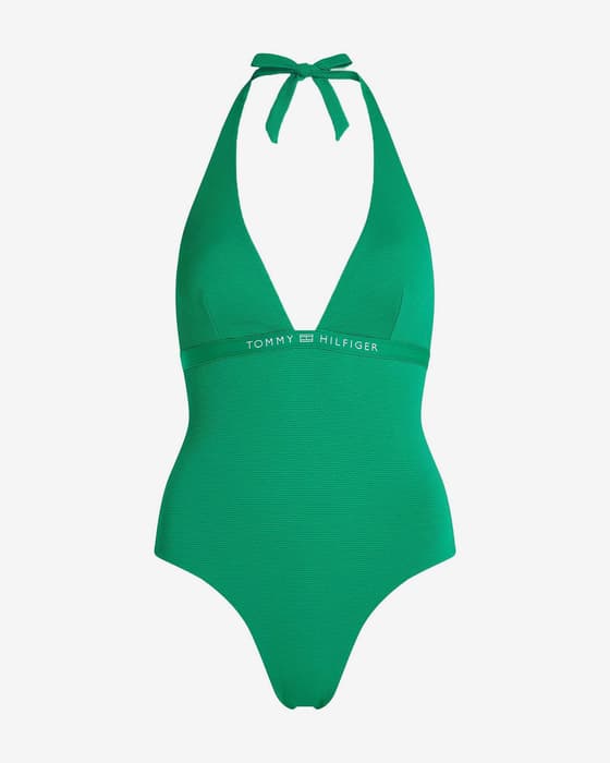 Bañador Tommy Hilfiger Tonal Logo One Piece verde mujer