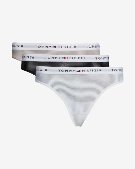 Braga Tommy Hilfiger Mesh Stripe Logo blanco negro rosa (3 unidades)