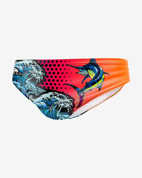 Maillot de water-polo Turbo Cuba Fishing Brief orange bleu