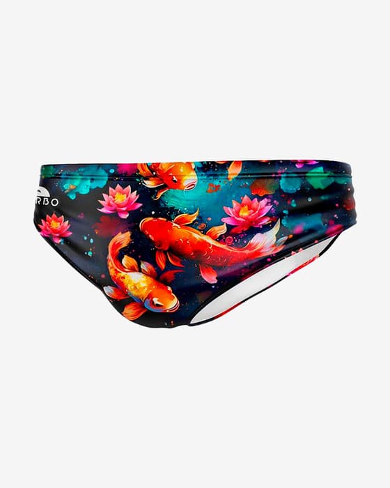Maillot de water-polo Turbo Koi River Brief rouge bleu noir