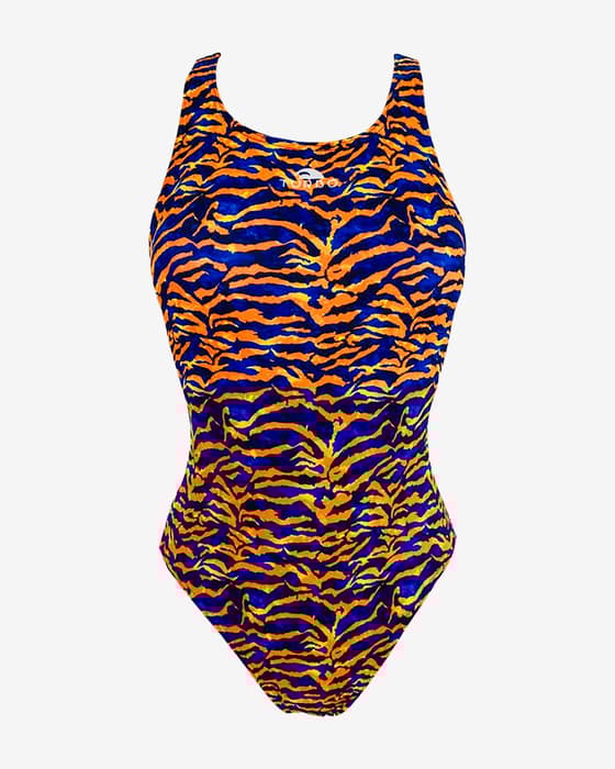 Maillot de bain Turbo Wide Strap Top Tiger orange bleu femme