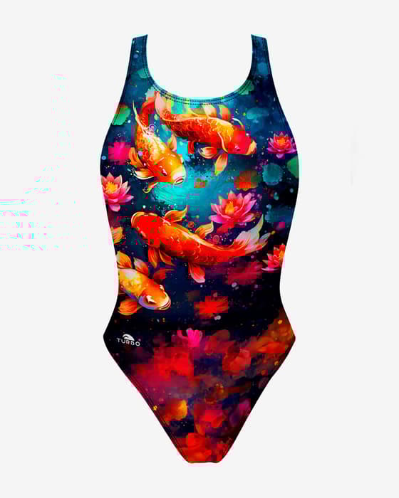 Maillot de bain Turbo Wide Strap Koi River orange bleu femme