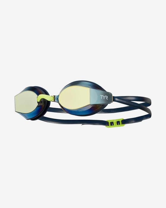 Óculos de natação TYR Blackops Racing preto com lentes espelhadas amarelo