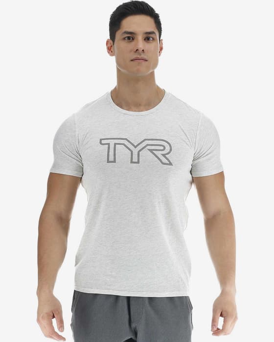 Camiseta TYR Tri Blend Tech manga corta blanco puro gris