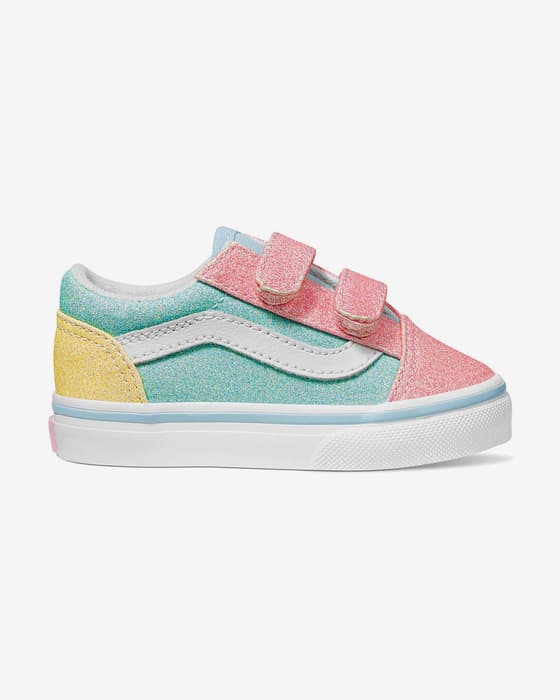 Vans Old Skool Glitter Shoes Turquoise Pink Yellow Baby