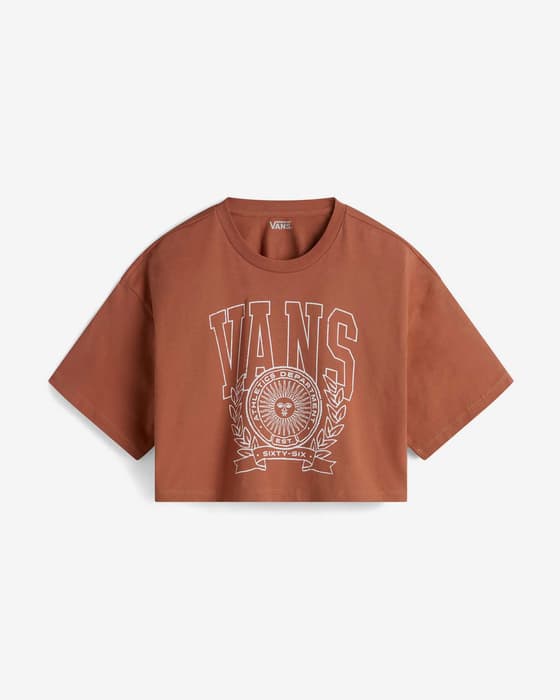 Camiseta Vans First Team Relax Crop manga corta marrón mujer