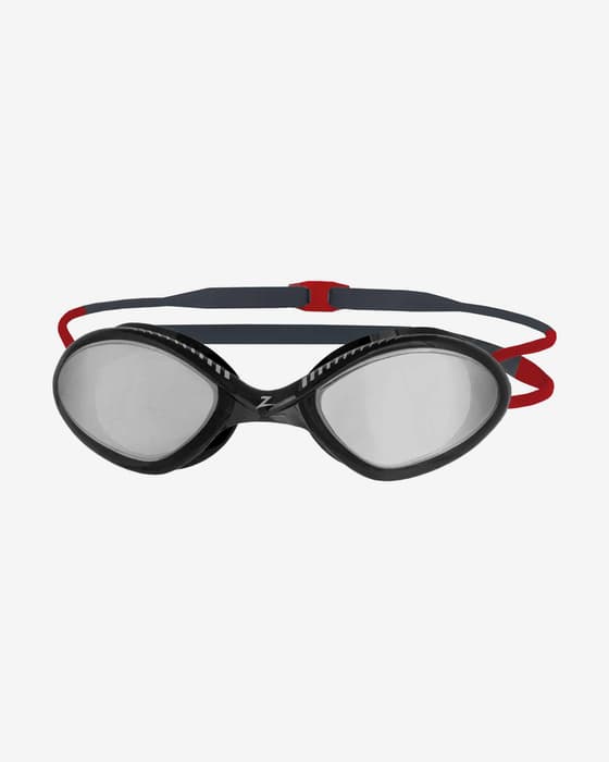 Lunettes de natation Zoggs Tiger Titanium gris rouge avec verres à effet miroir gris