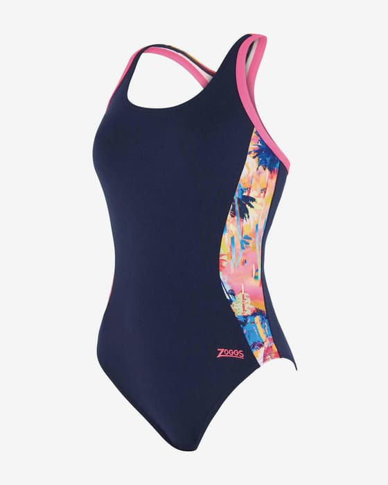 Maillot de bain Zoggs Atom bleu marine rose orange femme