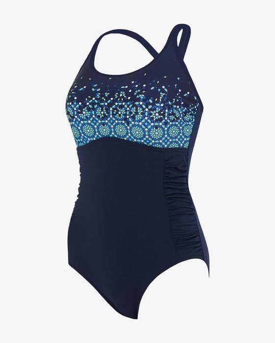 Maillot de bain Zoggs Multiway One Piece bleu foncé bleu clair femme.