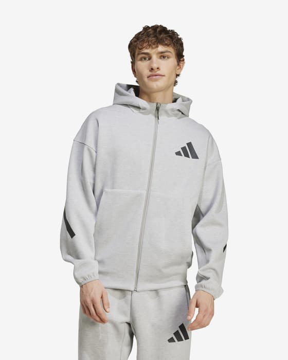 Casaco com capucho adidas Z.N.E. New cinzento claro preto