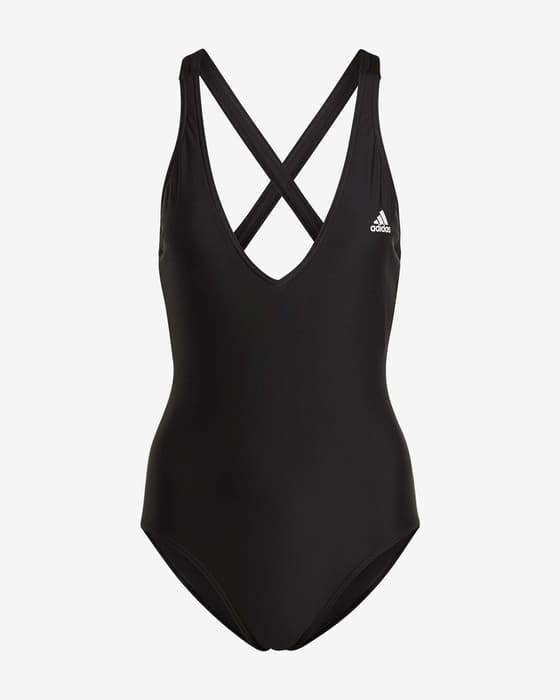 Maillot de bain adidas 3S noir mat blanc femme